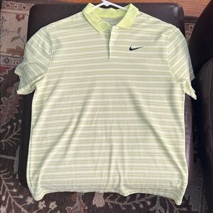 Nike Lime Green Striped Polo size Large.